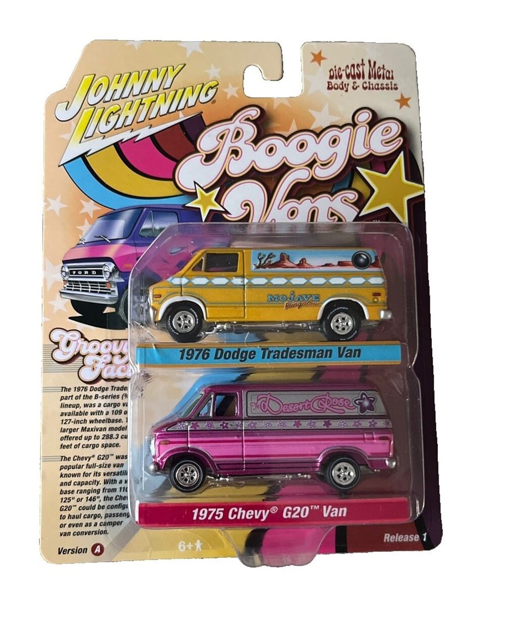 Johnny Lightning Boogie Vans Dodge Tradesman & Chevy G20 New collectible
